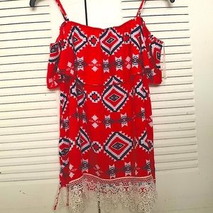 Red off the shoulder dress